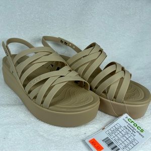 Crocs, excellent condition worn once no scratches tan platform sandal size 9